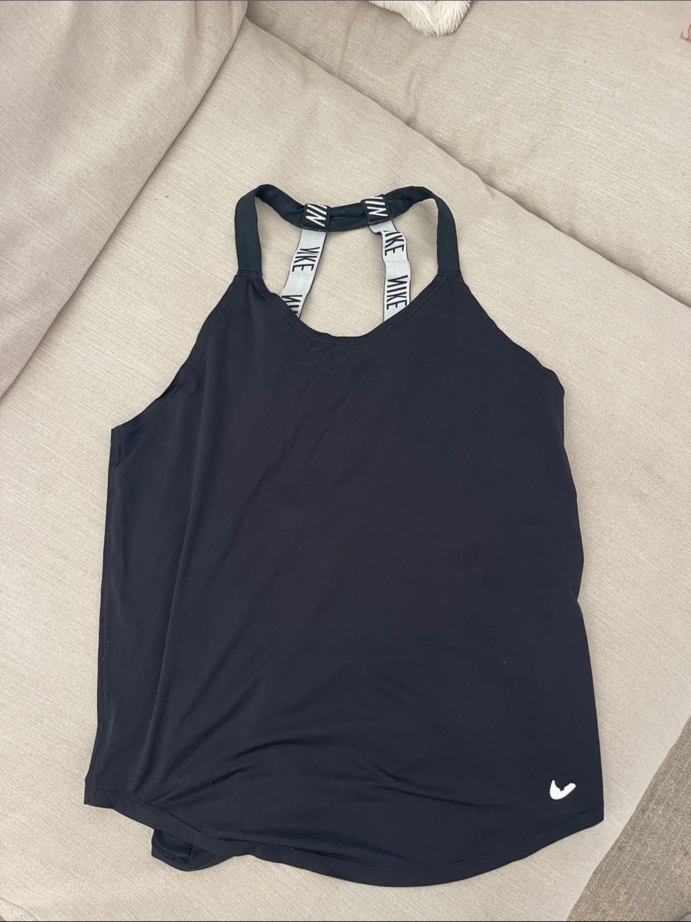 Nike Black Tank Top with White Branded Straps
